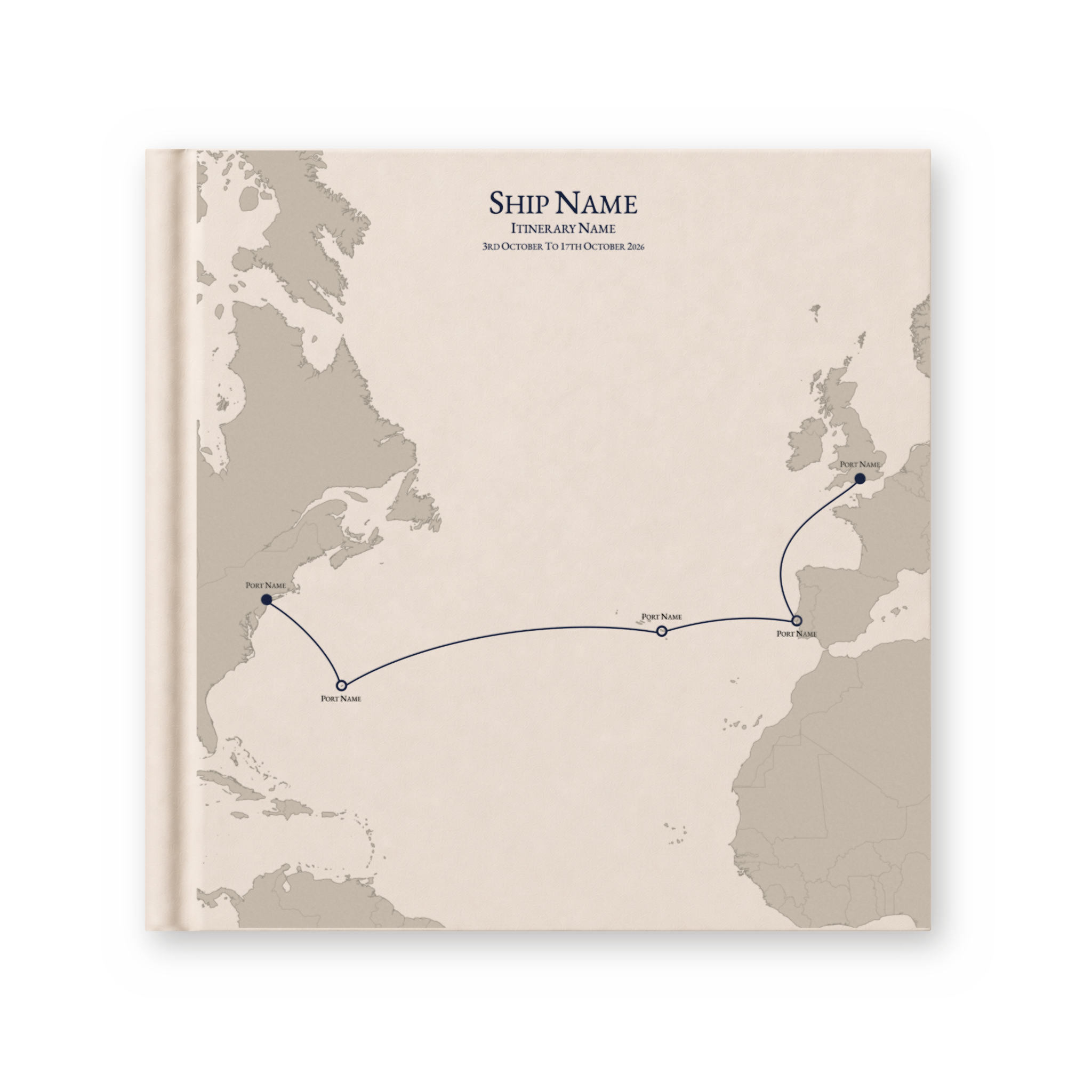 Large personalised cruise itinerary album